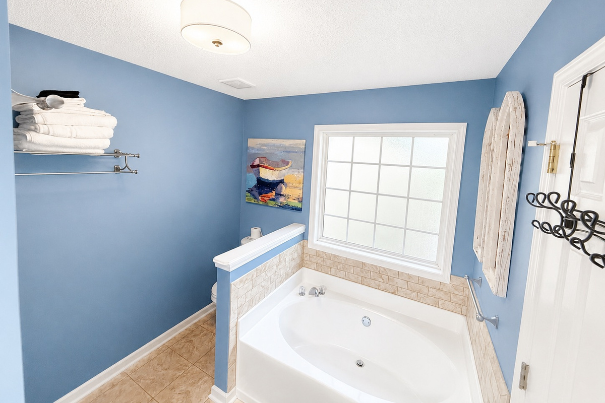 Elegant master bathroom with stylish finishes