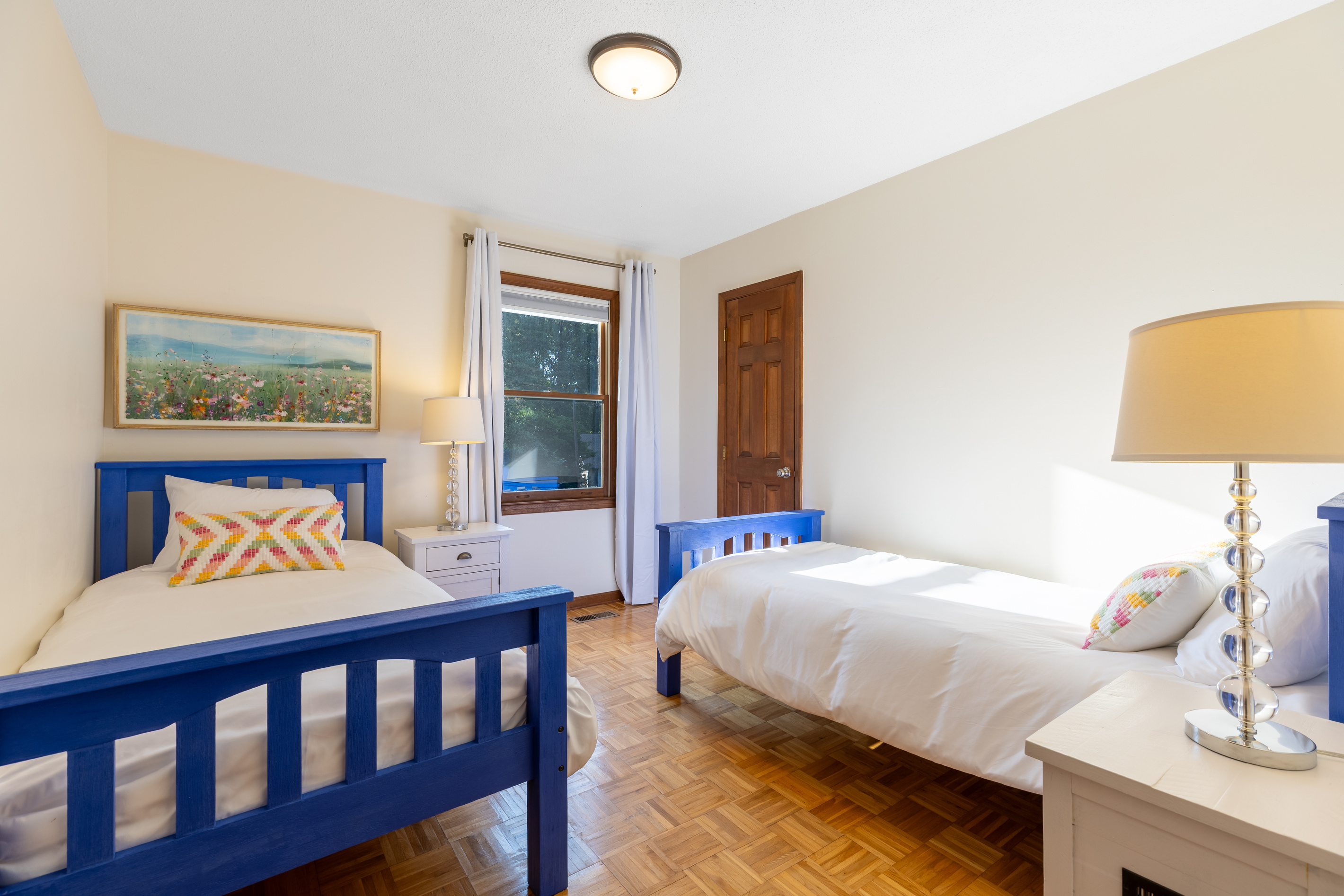 Located on the second floor, this room includes two twin beds as well as a collection of toys and books.