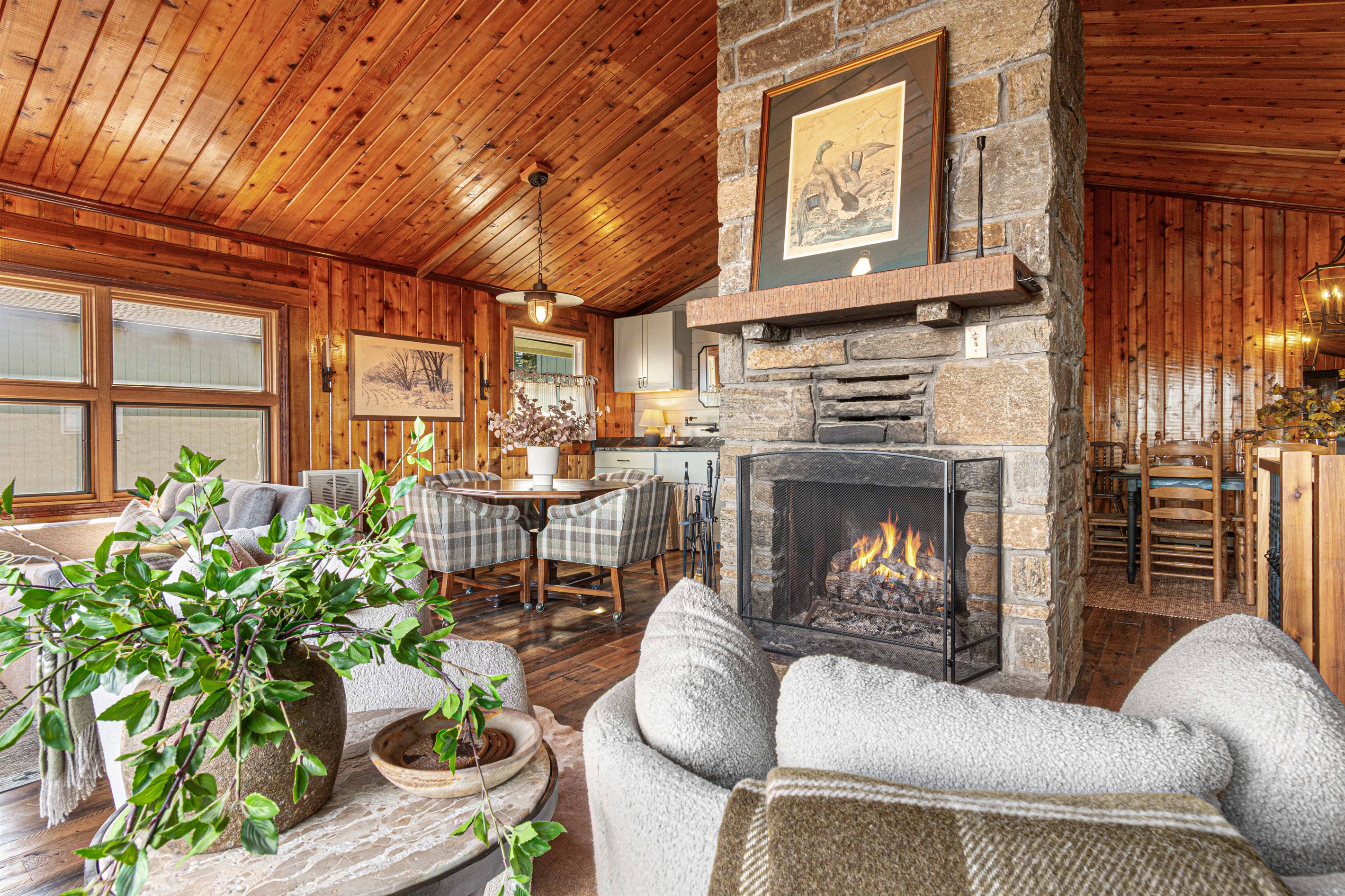 Get cozy and read a book in front of this inviting fire or roast some marshmallows after dinner with the family