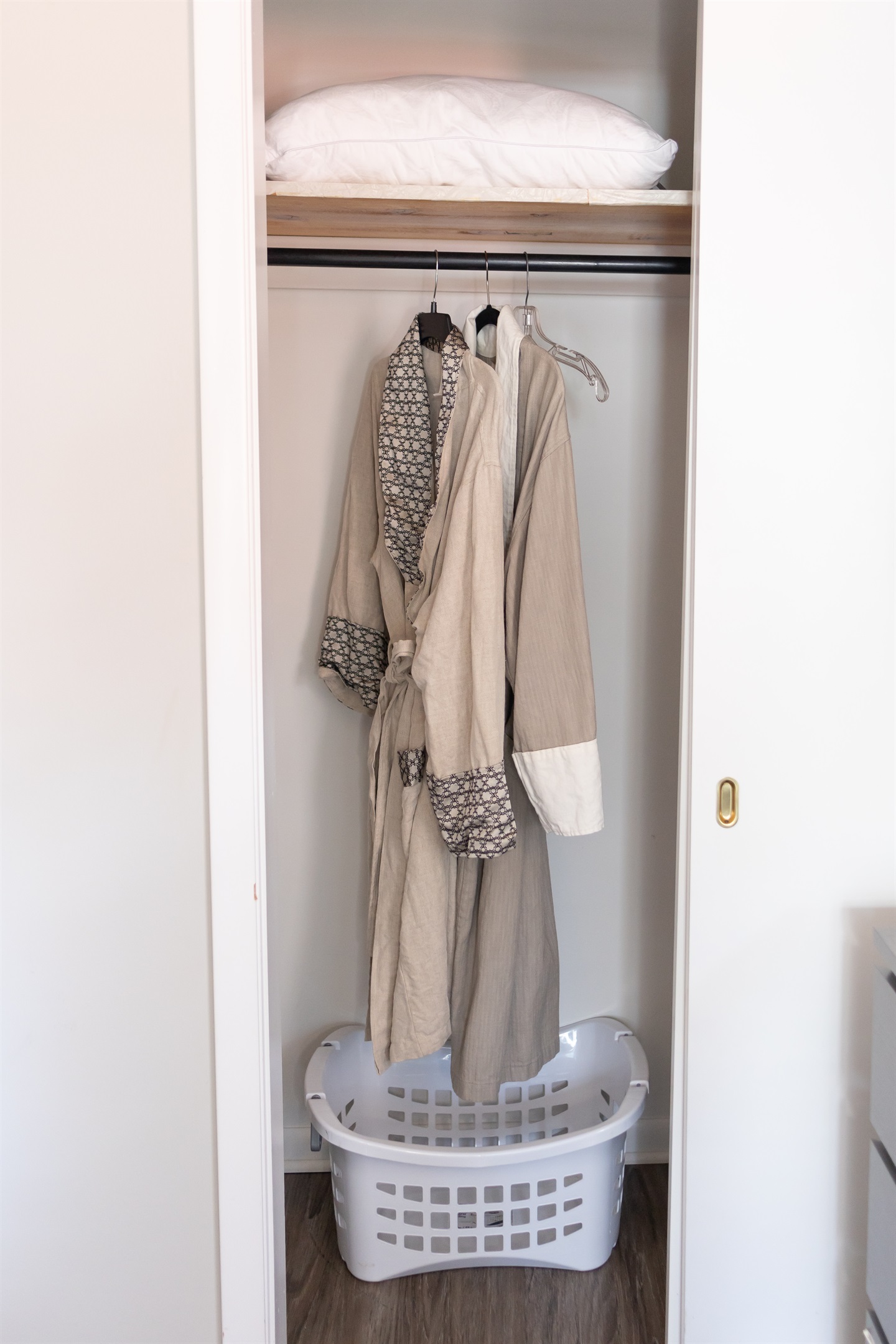 Closet with extra pillows, blankets, and Turkish robes
