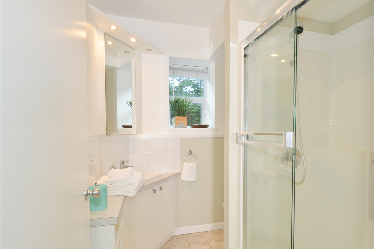 Full bath with shower for downstairs bedrooms