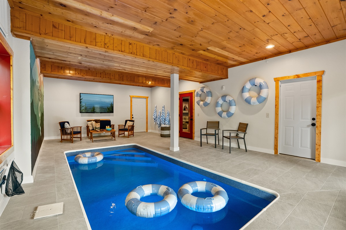 Watch a game on the TV while floating in the pool!