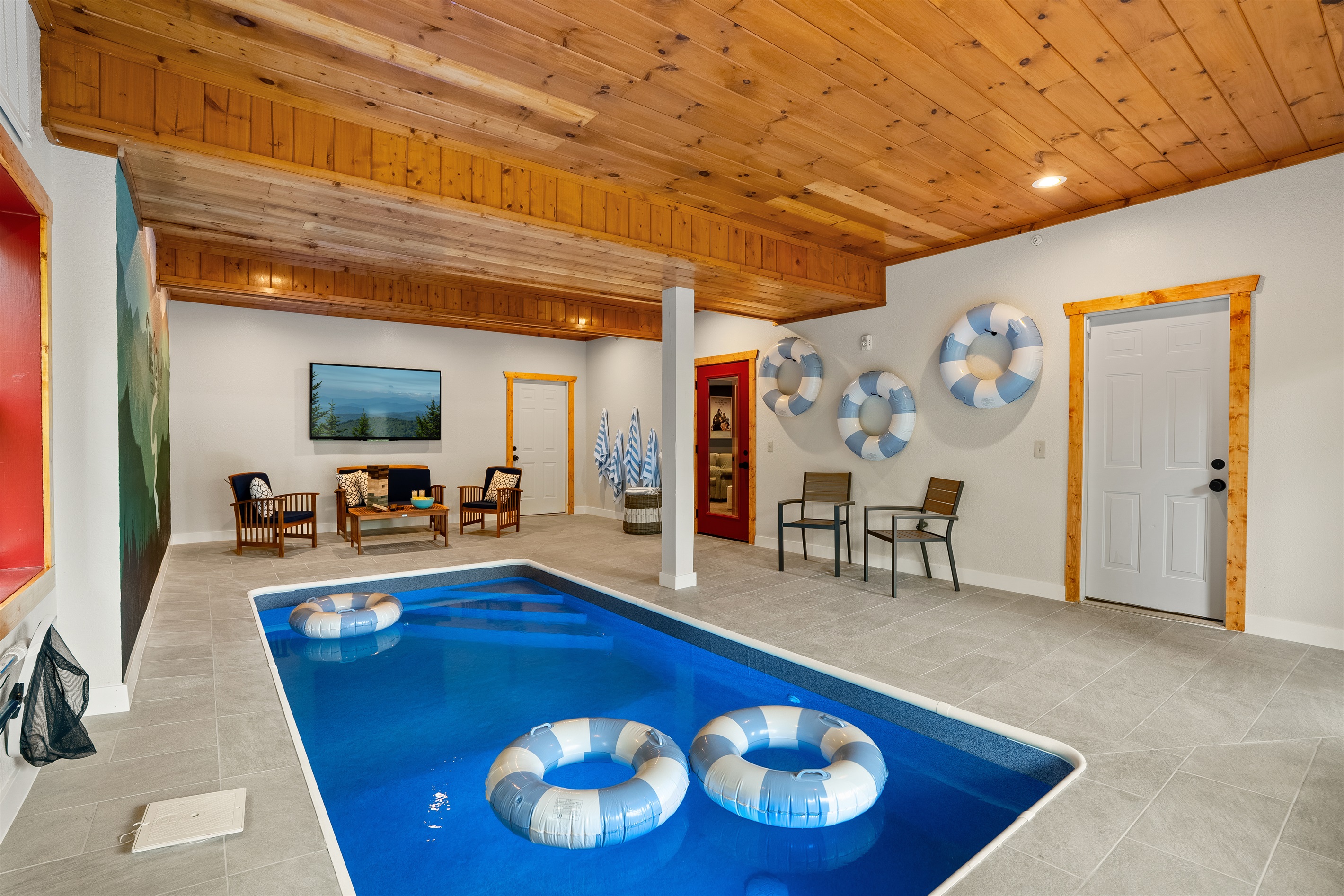 Watch a game on the TV while floating in the pool!