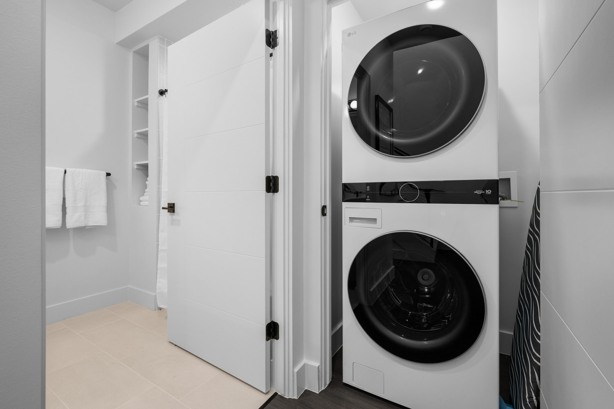 Private washer and dryer make extended stays easy and convenient.