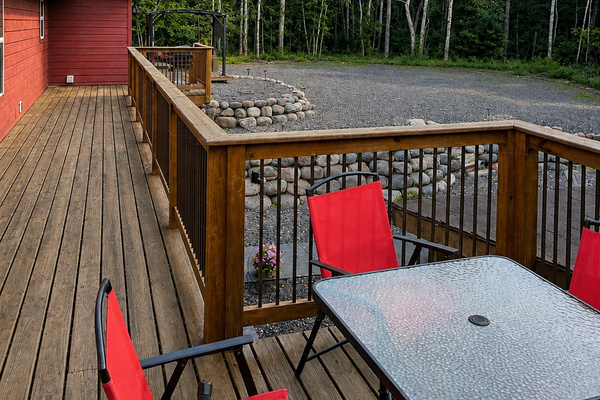 Deck that oversees back yard.