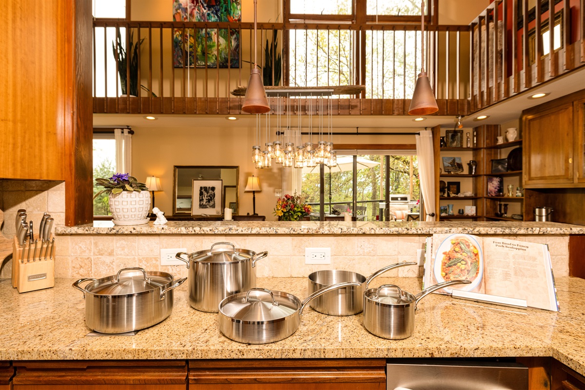 Stainless steel pots and pans, kettle. Cast iron skillet for that great southern cornbread too!