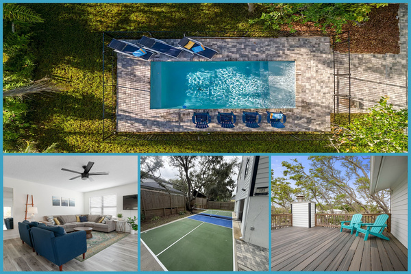 Private pool and Pickleball Court, tropical surroundings, and plenty of space to unwind together.