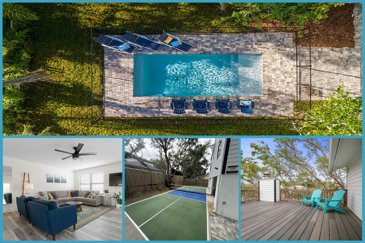 Private pool and Pickleball Court, tropical surroundings, and plenty of space to unwind together. An easy setting for slow afternoons, laughter, and the moments that make a family vacation memorable.