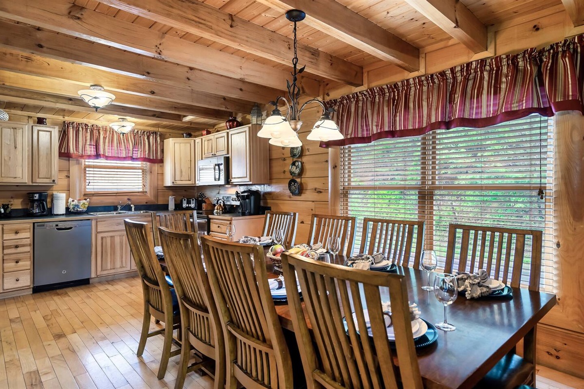 Kitchen with 10 person dining table