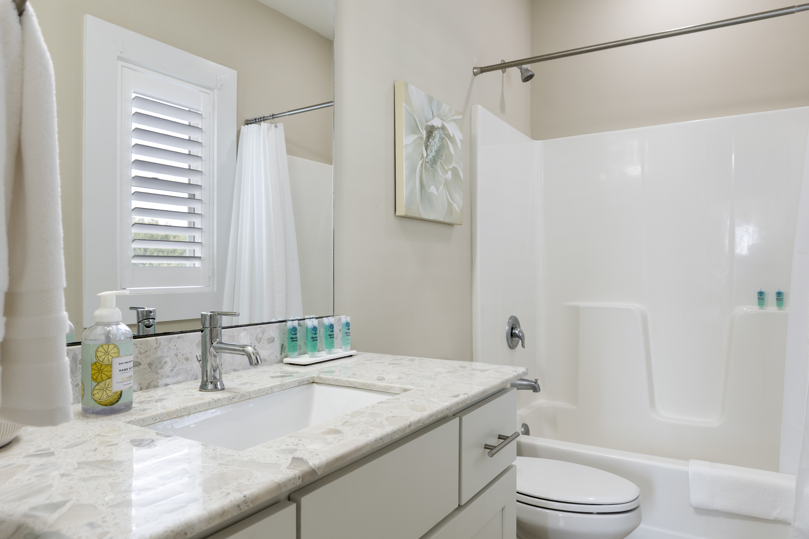 Bath linens & starter soaps provided
