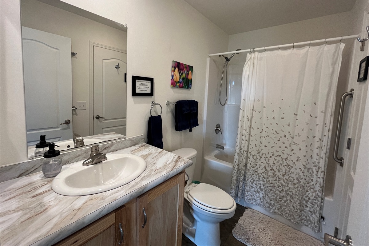 Main level bathroom off hallway