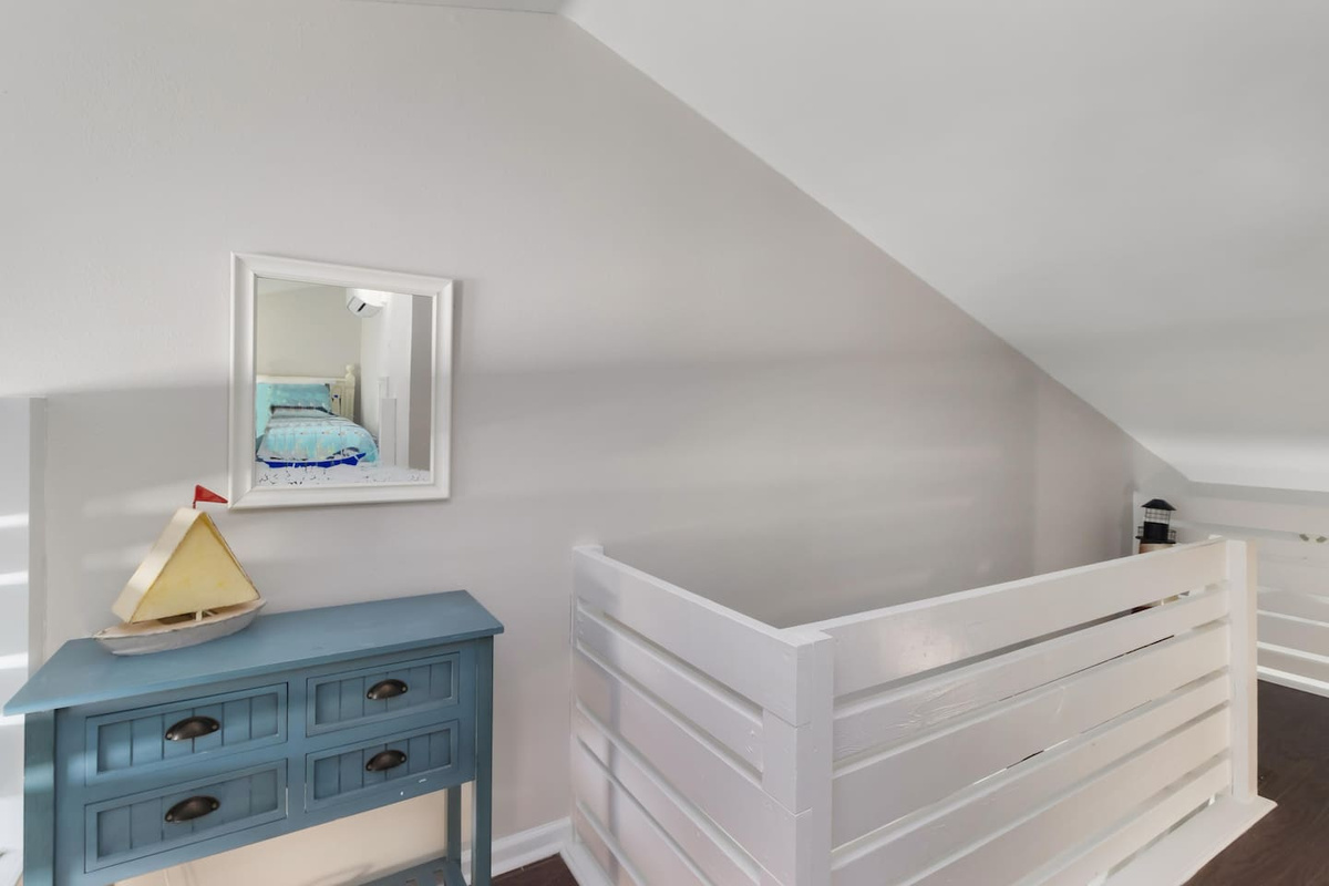 Head up to the loft and stash gear in the built-in storage underneath the stairs &mdash; every square foot works here.