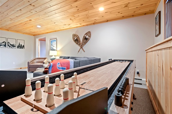 Let the games begin! Shuffleboard and bowling combo for endless fun!