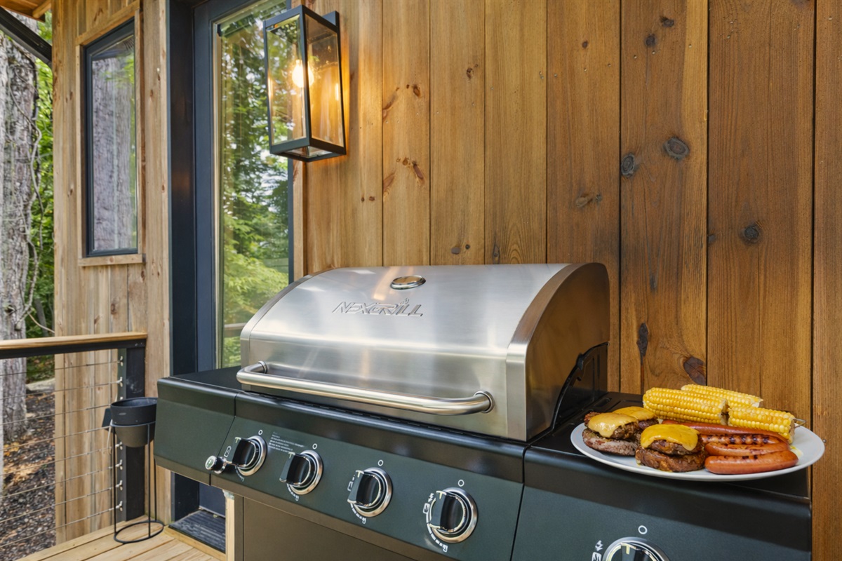 A well-equipped grill station on the deck, ready for outdoor cookouts and family feasts.