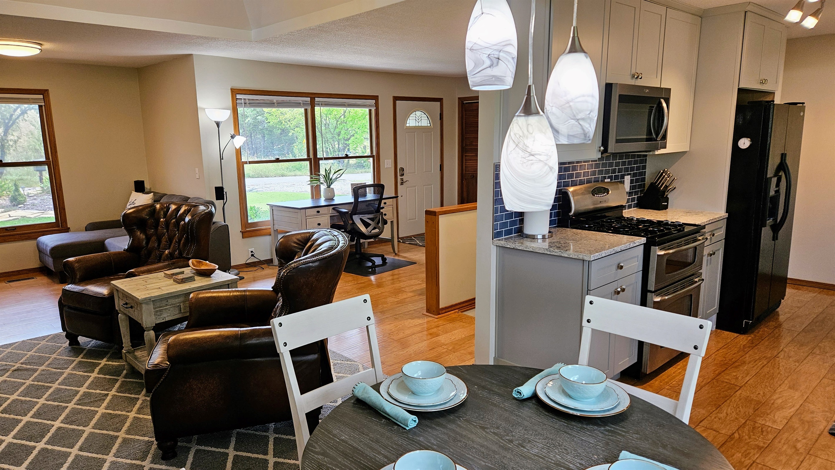 Couch pulls out into a single size bed.