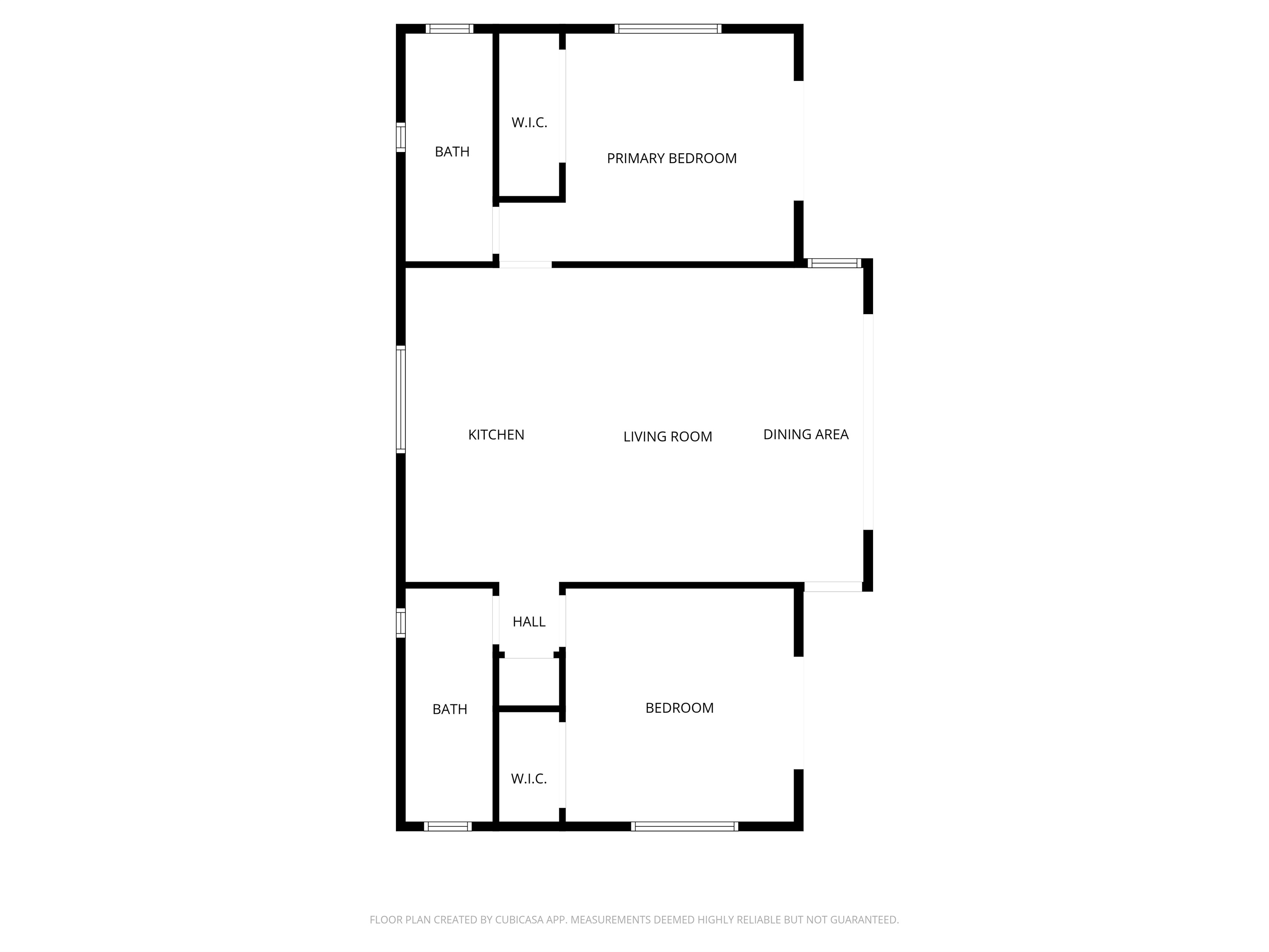 A clear floor plan showing the open living, dining, and kitchen areas with bedrooms thoughtfully placed for privacy and comfort.