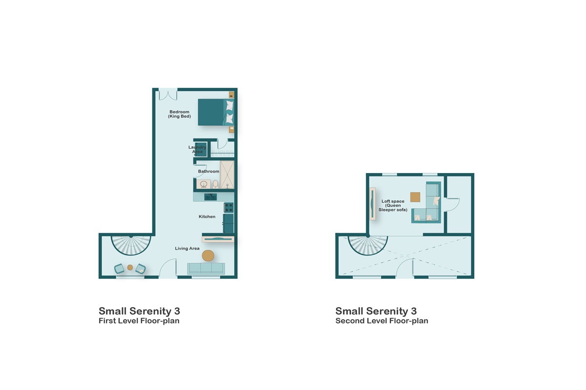 Small Serenity floorplan. Small Serenity 3 is Newly Remodeled and Professionally Designed in 2025 - New kitchen, bathrooms, flooring, furniture and appealing decor