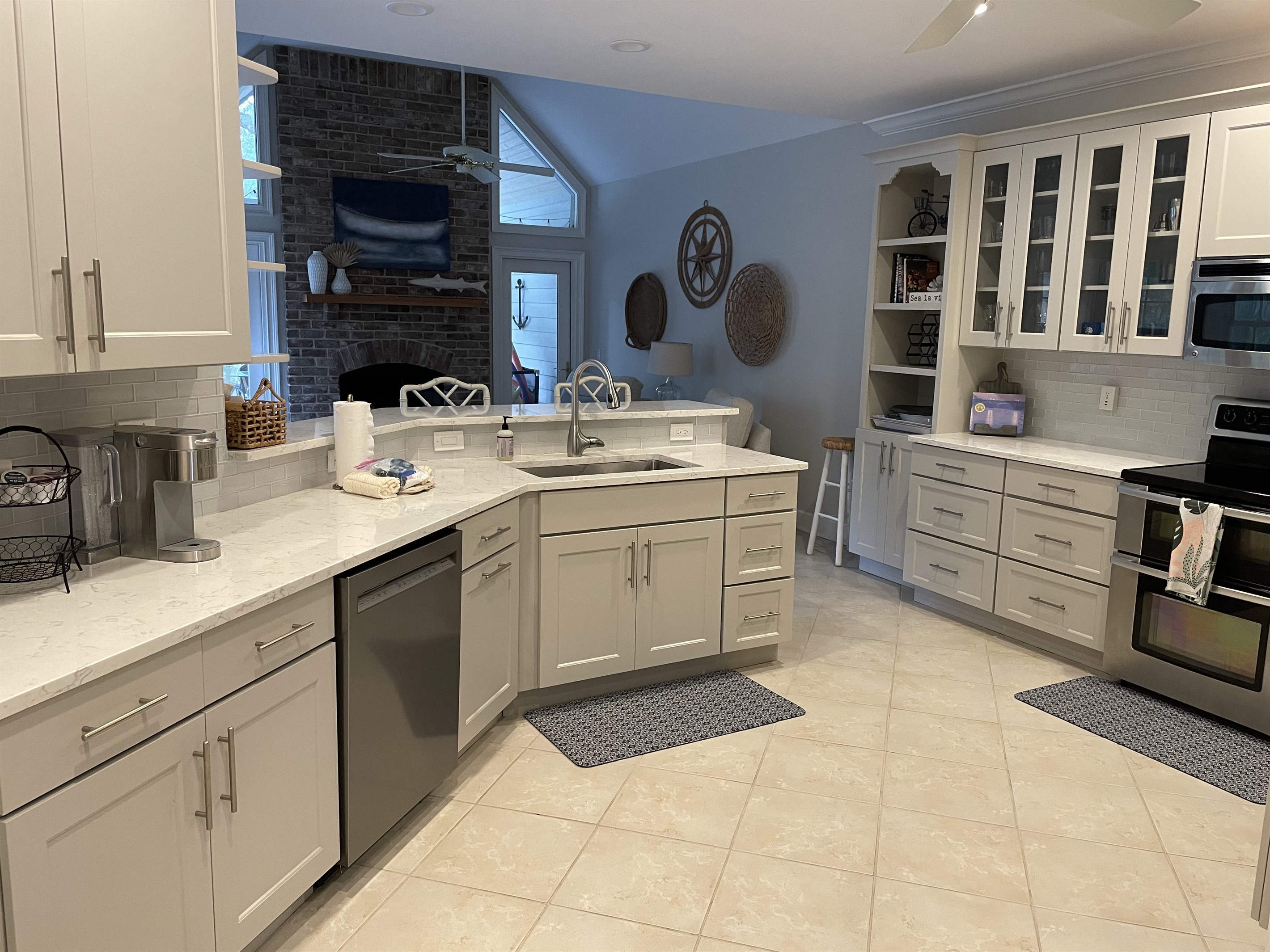 Open, updated kitchen with bar seating