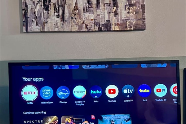 Smart TV with streaming apps available for easy movie nights or downtime.