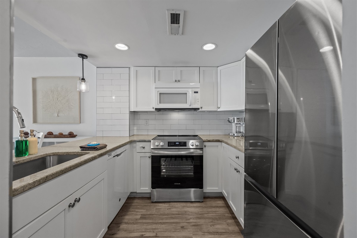 Bright kitchen with stainless appliances