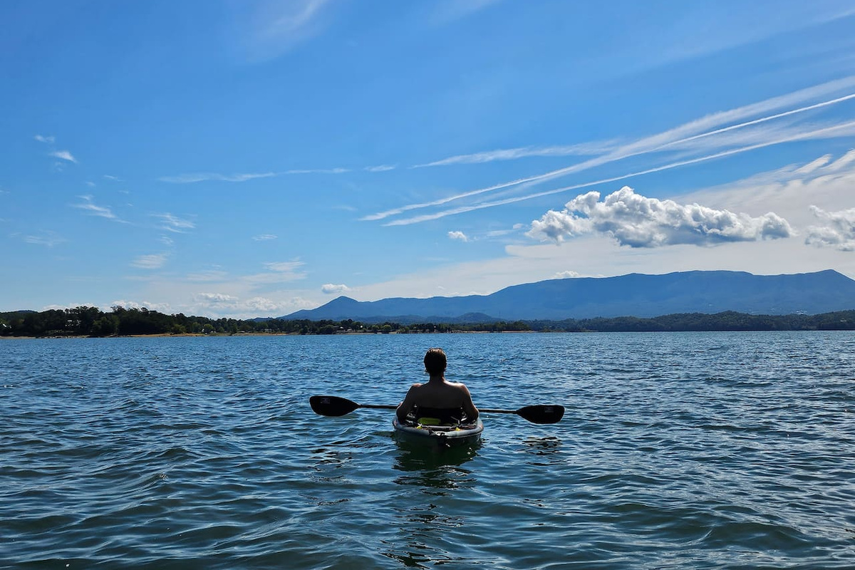 Paddle beyond the cove and the mountain views open up—well worth the trip.