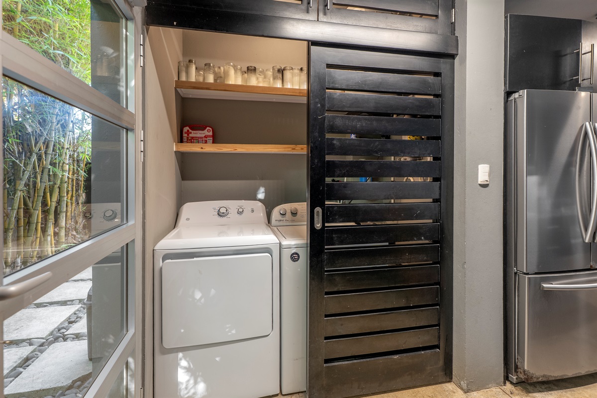 Modern washer and dryer for easy, stress-free laundry.