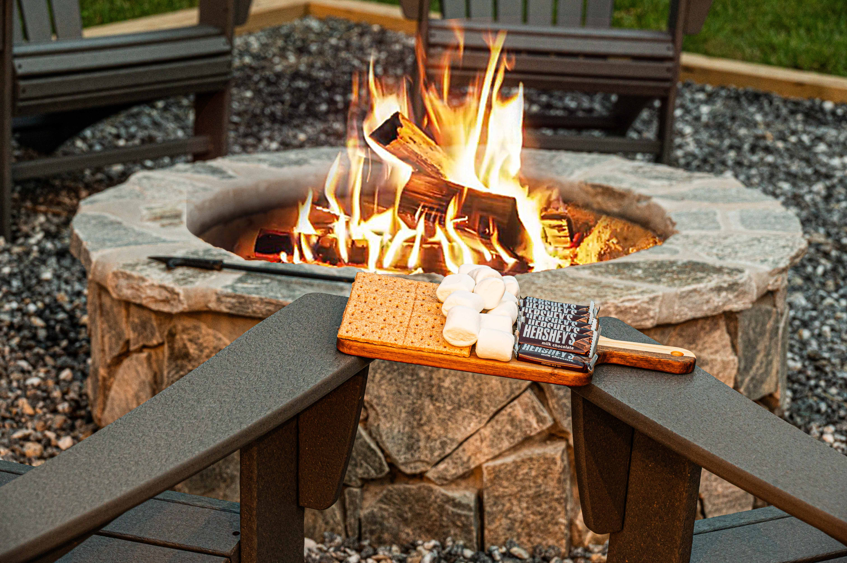 Fire Pit Retreat: Gather around for s'mores and stories under the stars by the roaring fire!

