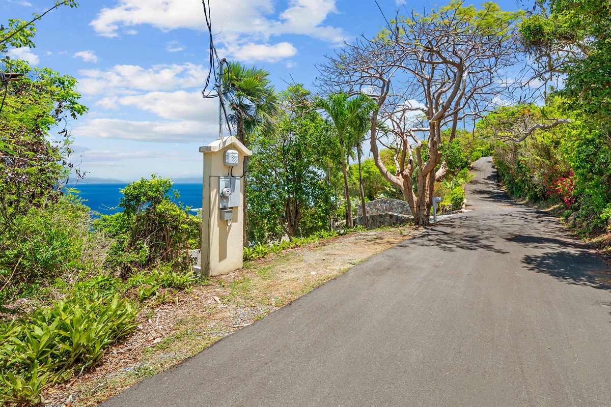 Park between the electric meter and the driveway.