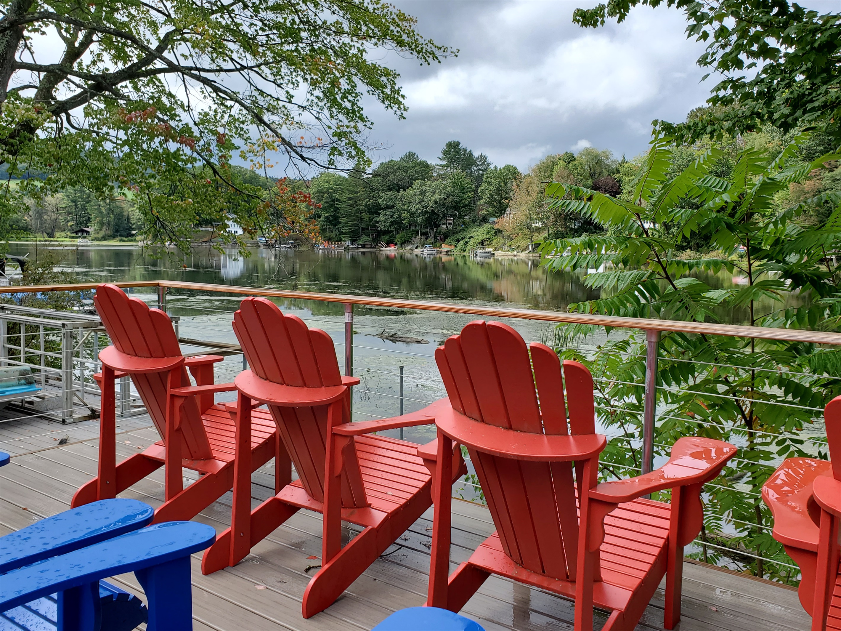 Deck seating overlooking the water