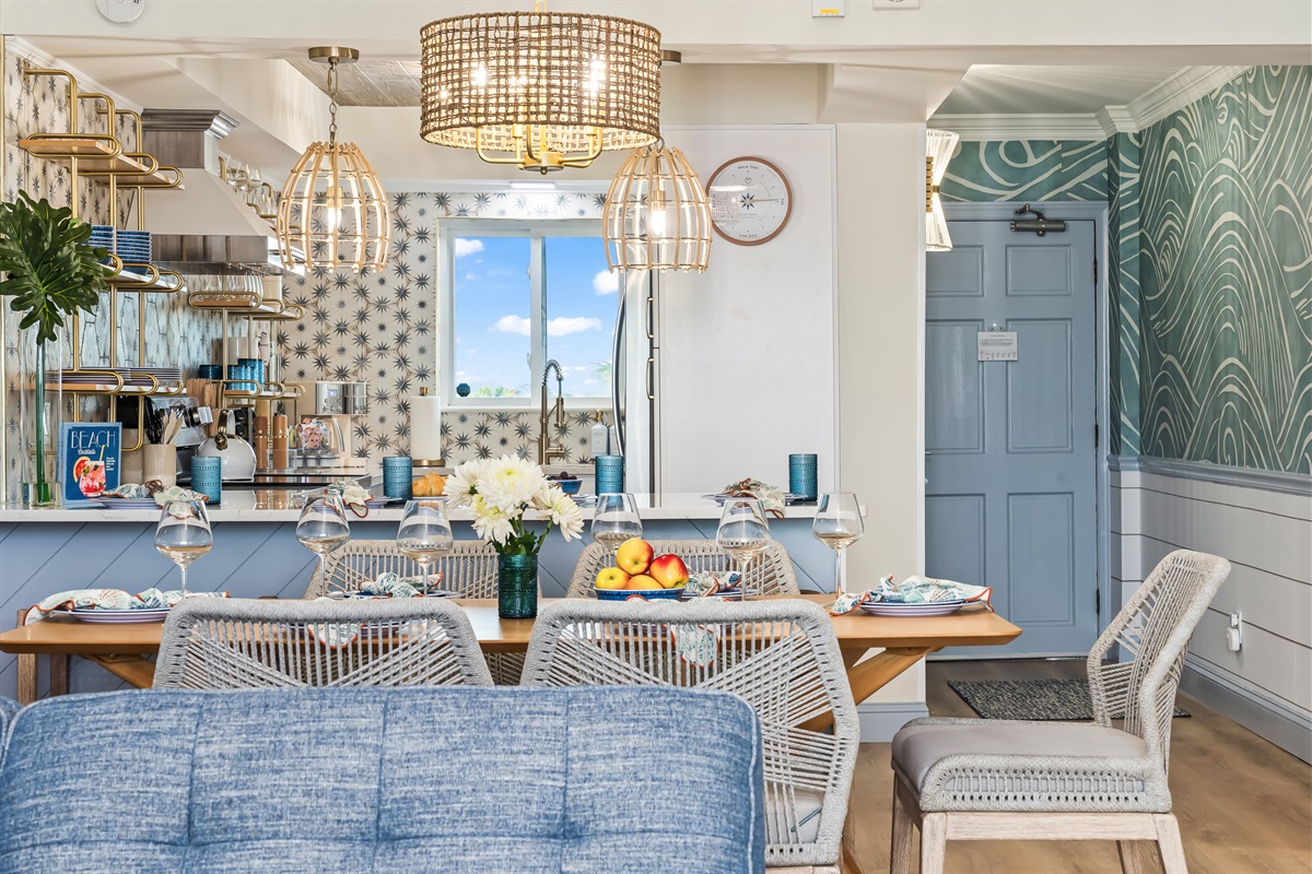 Dining table next to the kitchen for easy meals.