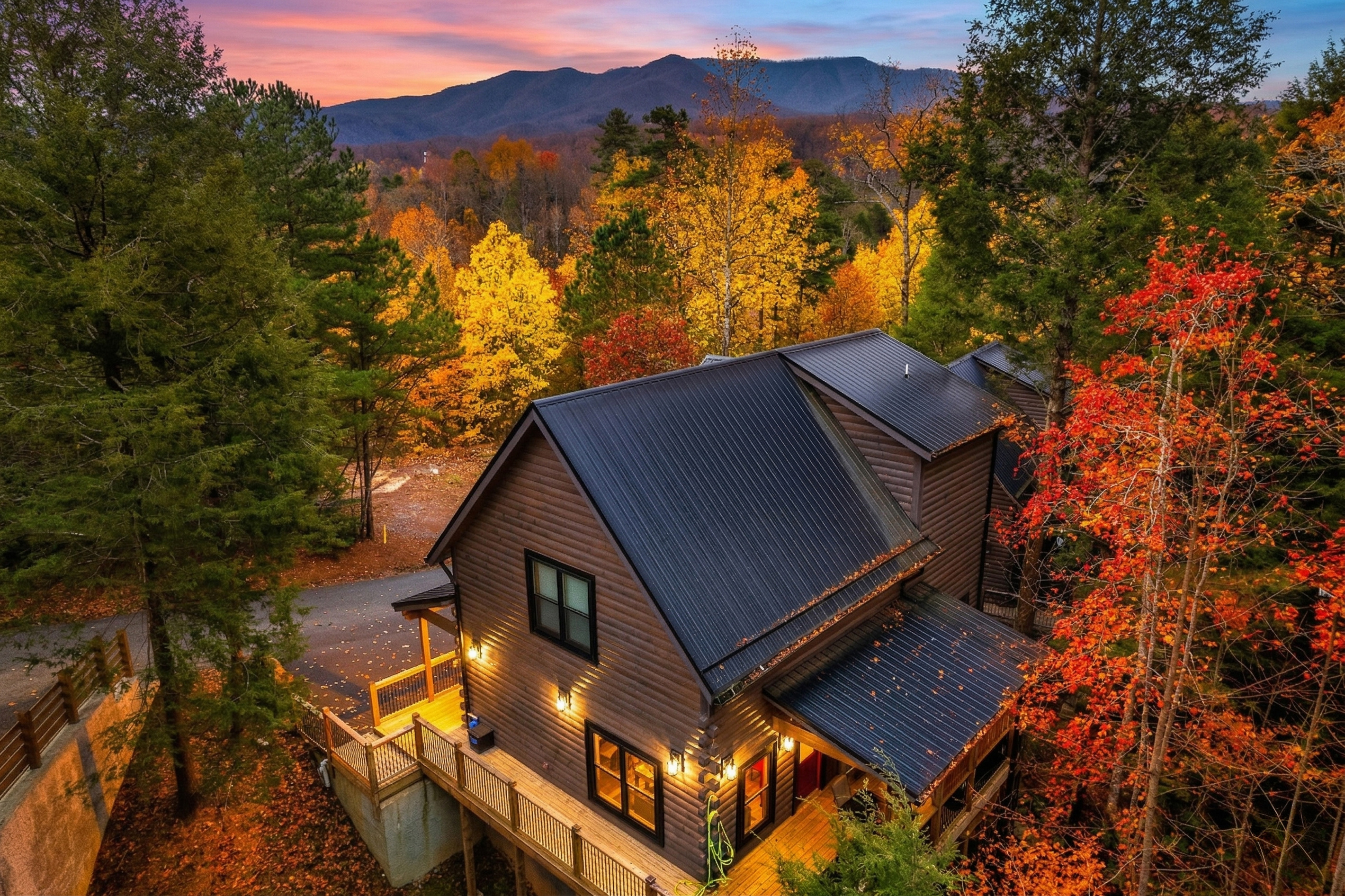 Aerial view of the cabin