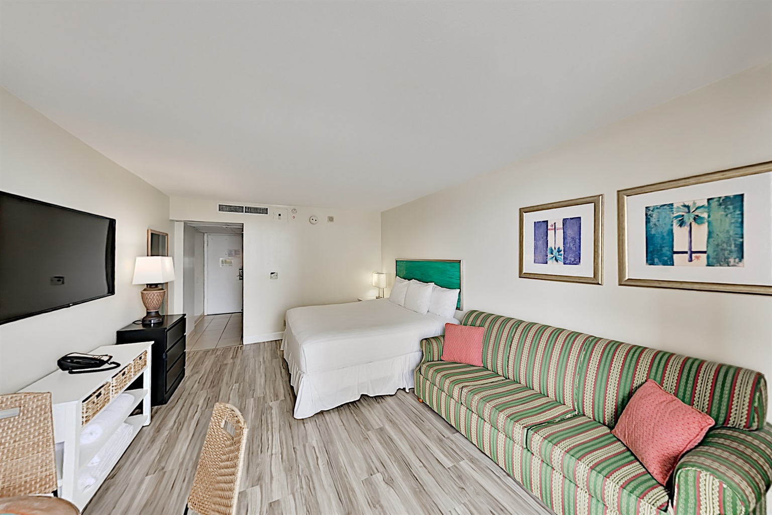 King bed, queen sofa sleeper for relaxing or utilize as additional sleep accommodations for up to 4 guests
