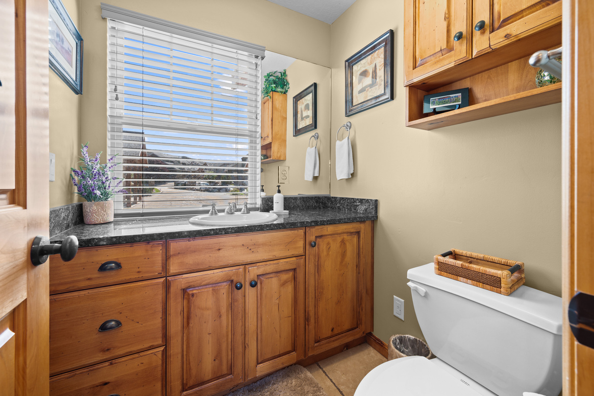 Bright Bathroom with large counter space