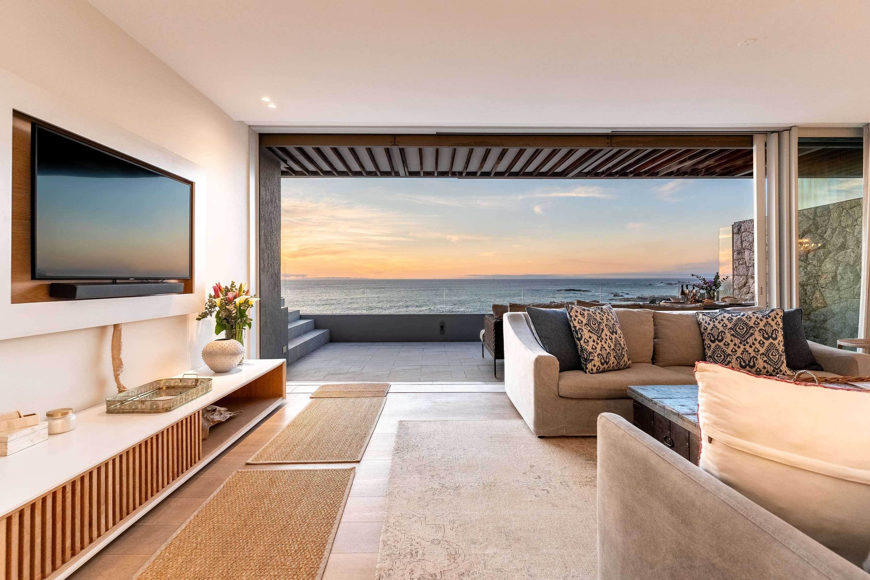 Indoor-outdoor living, with the doors wide open.