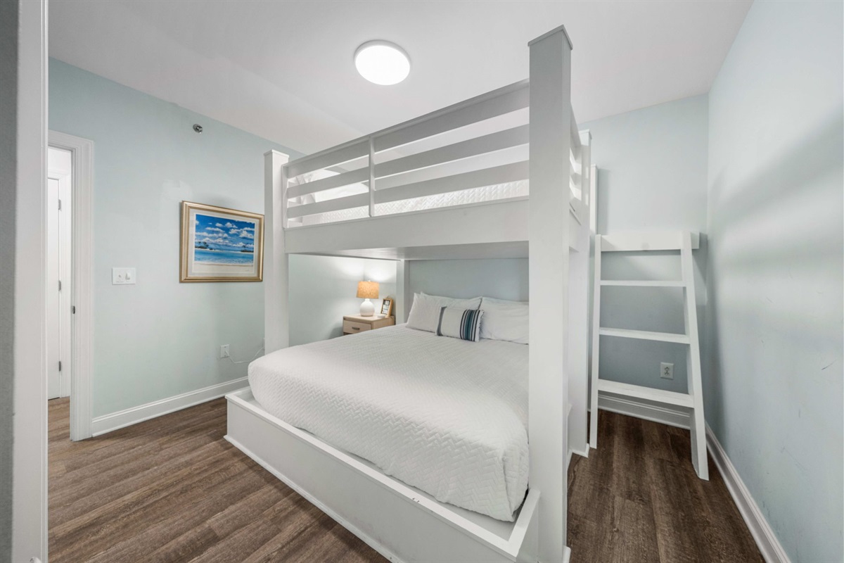 Bedroom 3: Bunk room, queen over king, shares jack n jill bath | Sand Dollar | 102 Oceanview | 1116 Ocean Blvd, Isle of Palms, SC | IOP Escapes