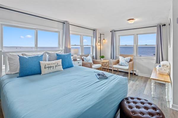 Enjoy the soothing sound of waves as you relax in our second-floor bedroom with ocean views!