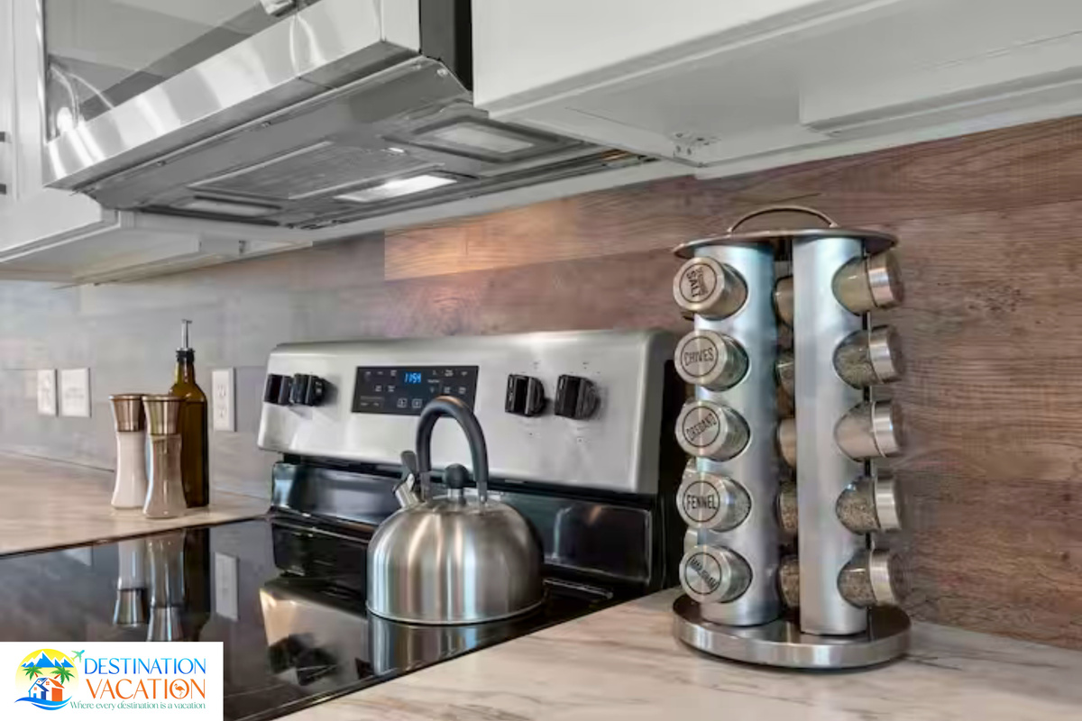 Fully equipped kitchen makes preparing meals simple and enjoyable.