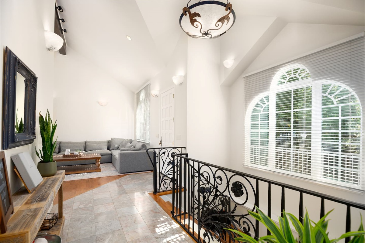 Fun awaits: Follow the stairs downstairs for exciting entertainment!