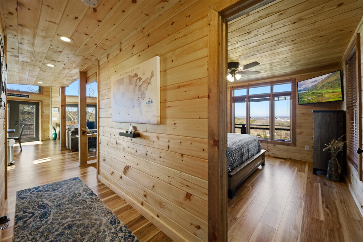 Cypress Entry Hall Way with view of Master on main and living room