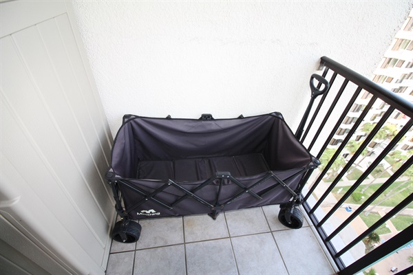 A large wagon is provided to bring your chairs and umbrella's to the beach.