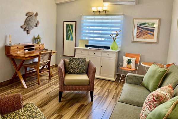 Desk with quiet work space in guest house