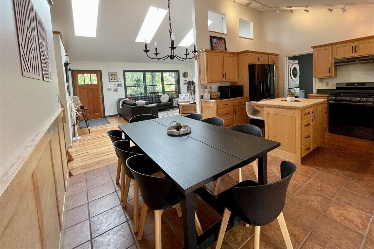 Open Dining (for 8), kitchen, and living rooms. 