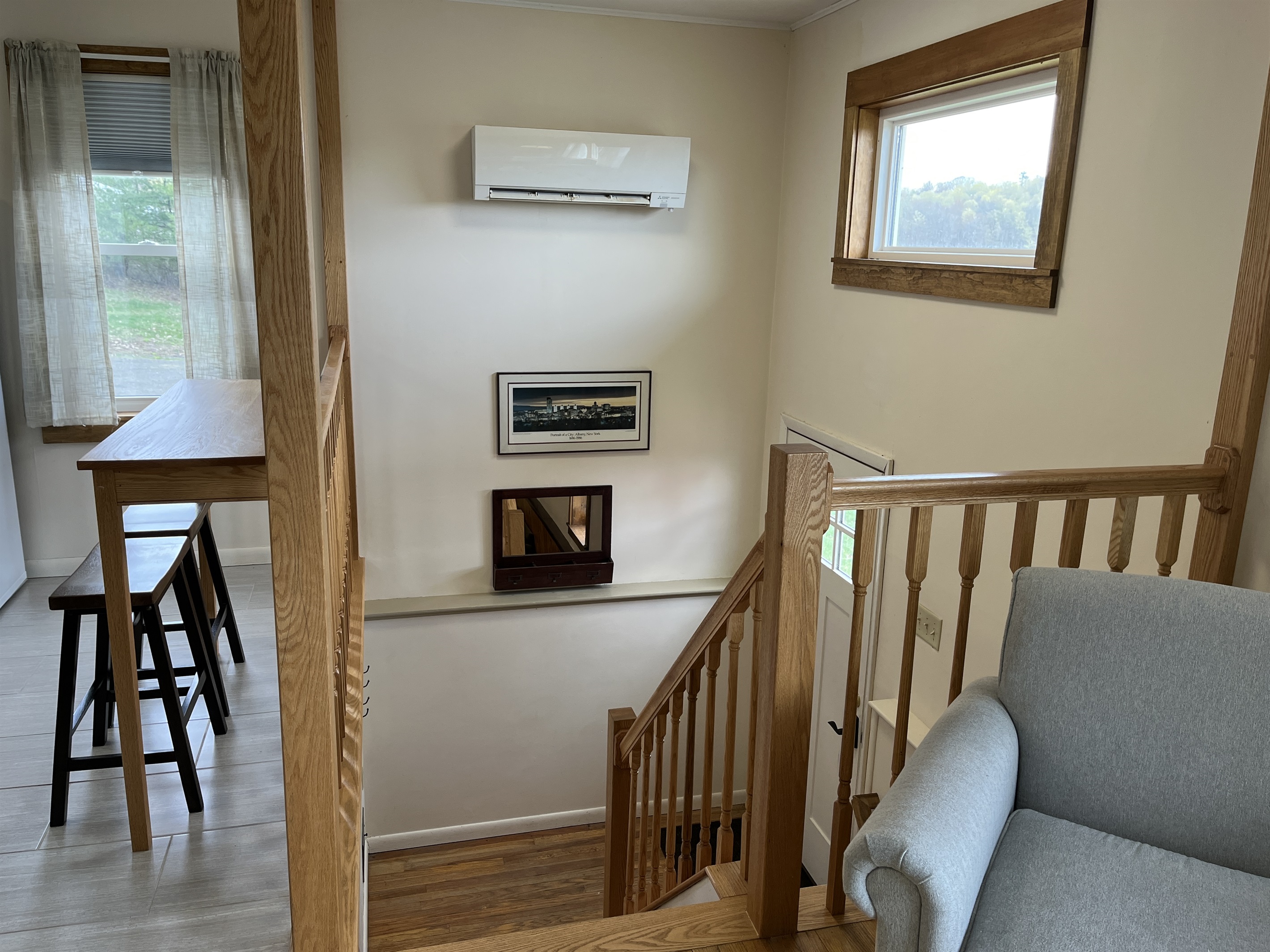 Stairs leading downstairs to the lower level.