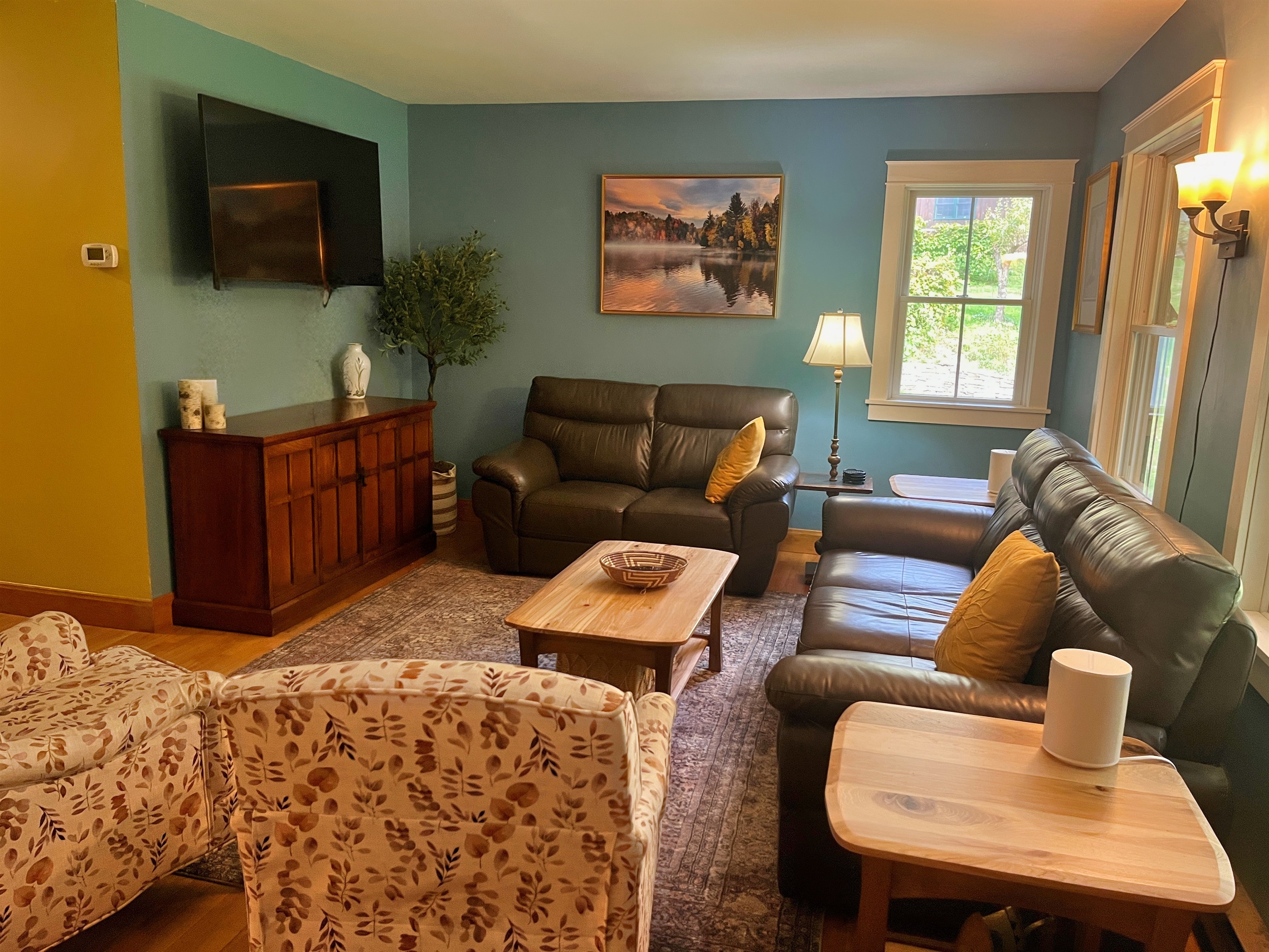 Comfy couches in the TV area