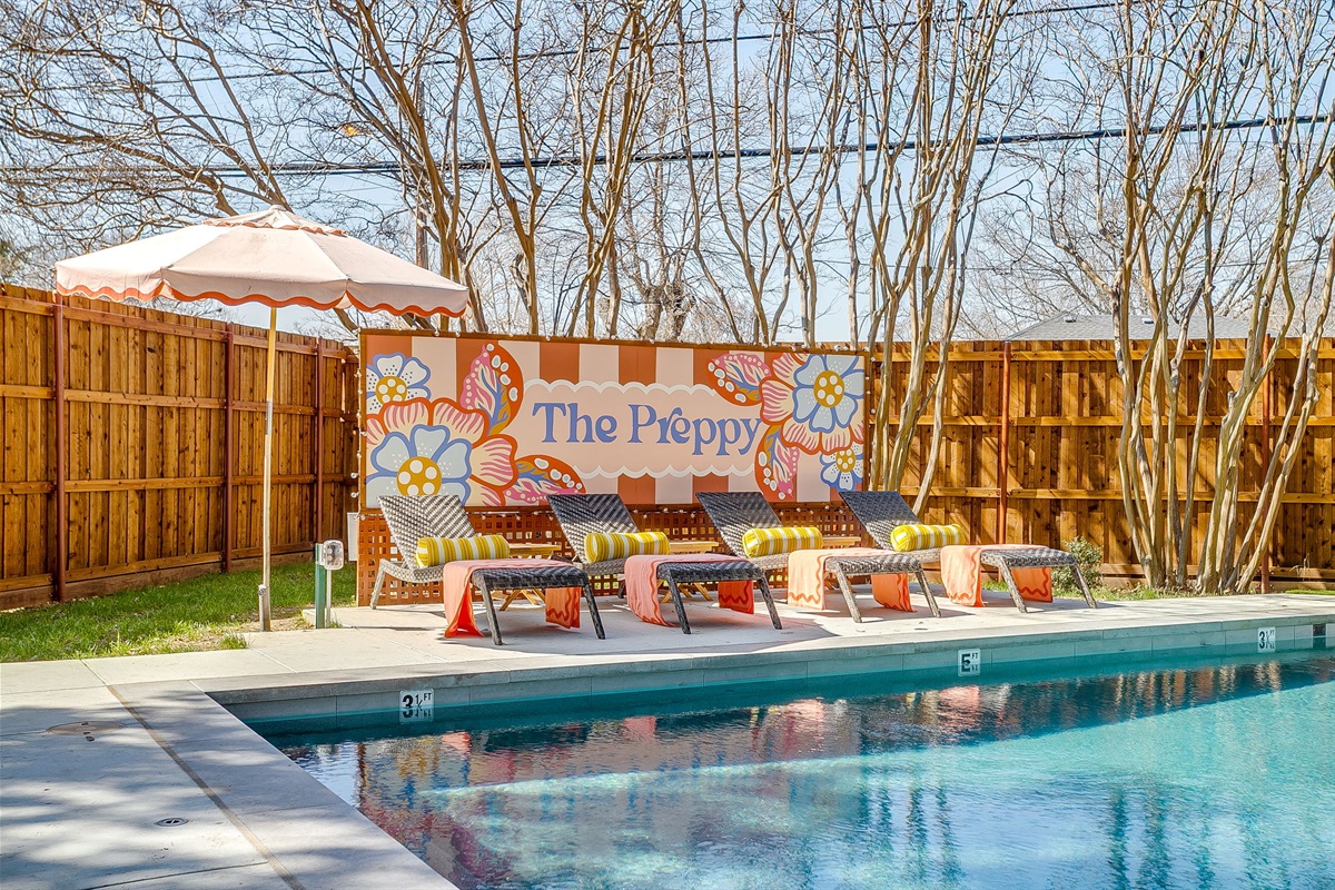 Private Fort Worth pool with layered lounge space