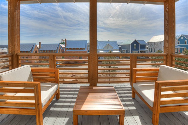 Balcony off main bedroom with view of the town