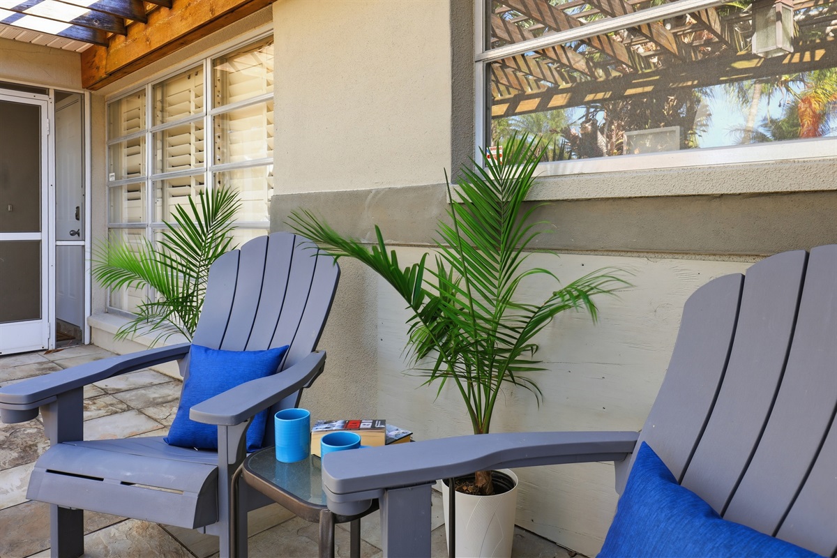 Enjoy morning coffee on the porch. 