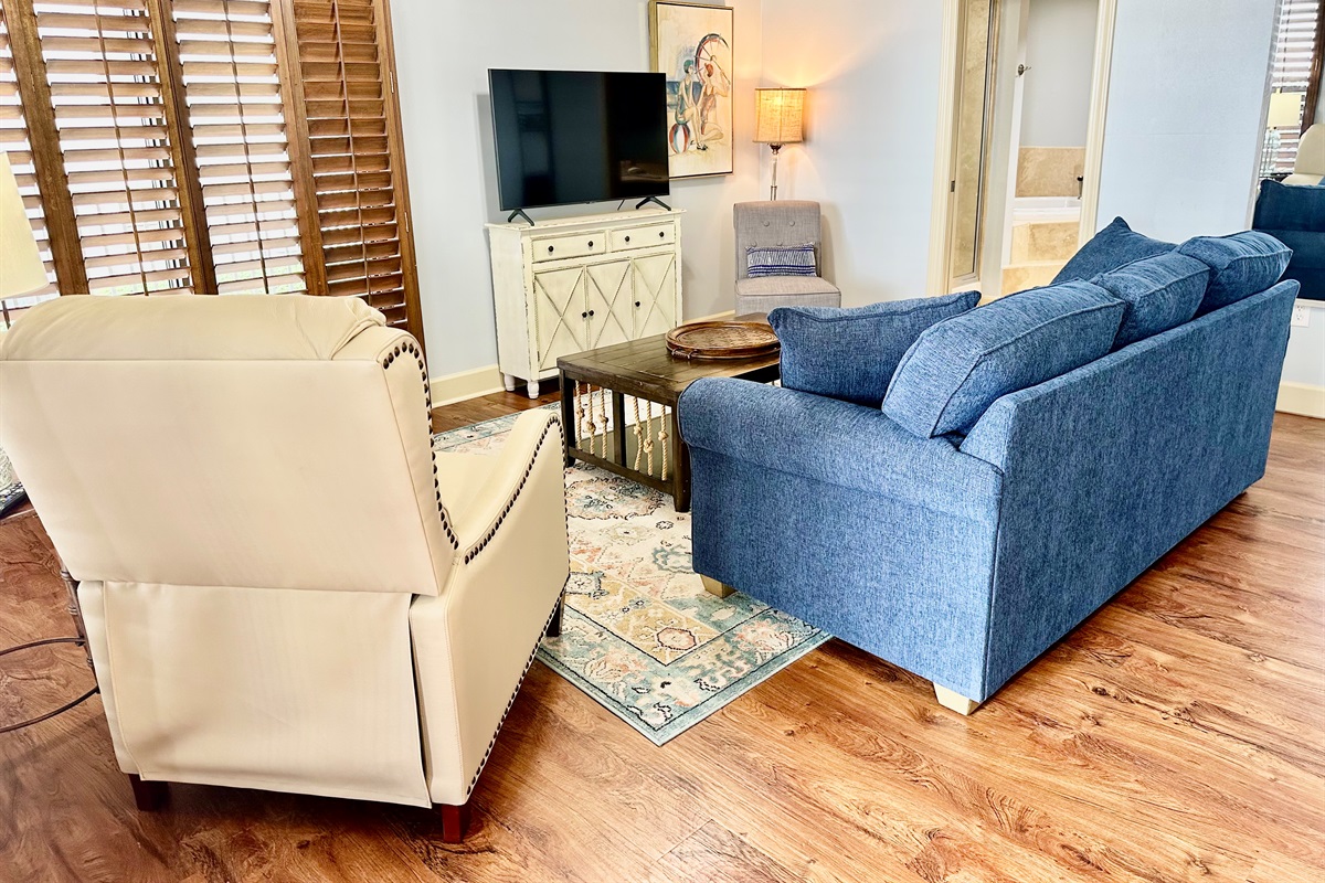 New queen sofa sleeper and leather recliner!