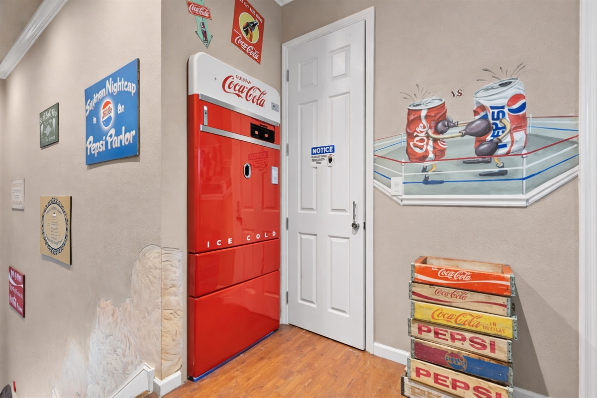 Hidden entrance to the coca cola room