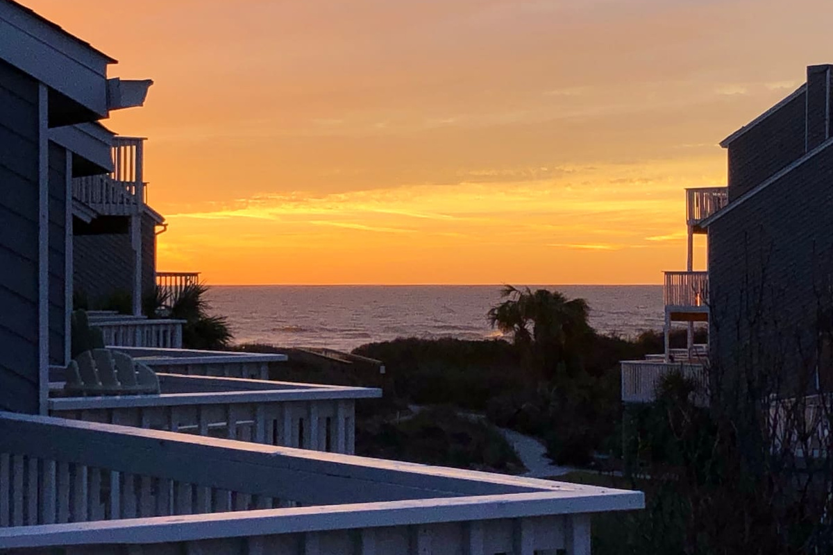 Watch every Cape San Blas sunset from your own deck &mdash; this is what comes with every evening you spend here.